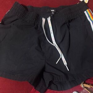 Vans Women's Black Athletic Shorts with Colorful Stripes